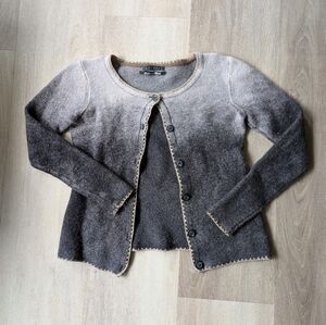 Elegant Ombre Gray Cardigan. Cashmere Blend XS